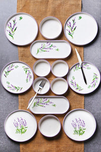 14-Piece Lavender Stackable Breakfast Set 6 People - Luxury Breakfast Presentation Set Plate
