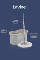 360 Ultra Premium Mop Cleaning Set – 16L Bucket with Rotating Head & Stainless Steel Handle (Grey)