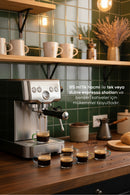 Set of 6 Glass Espresso Cups with Colorful Handles and Good Morning Written on Them - 95 ml