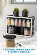 White Screen Printing Label 9-Piece Stand Self-Adhesive Spoon Spice Holder Set Black