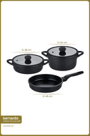xBernardo Arista 5 Piece Ceramic Cast Pot Set Black