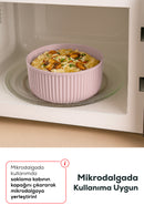 Set de 8 Recipiente Rotunde de Depozitare cu Dungi Roz | 2,5 1,5 0,80 0,45 L | Compatibil cu Cuptorul cu Microunde și Congelatorul