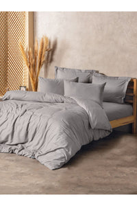 Ranforce Double Quilt Cover Set Quilt Cover: 200 X 220 Cm Flat Sheet: 240 X 260 Cm Pillowcase: 50 X 70 Cm (2 Pieces) Grey