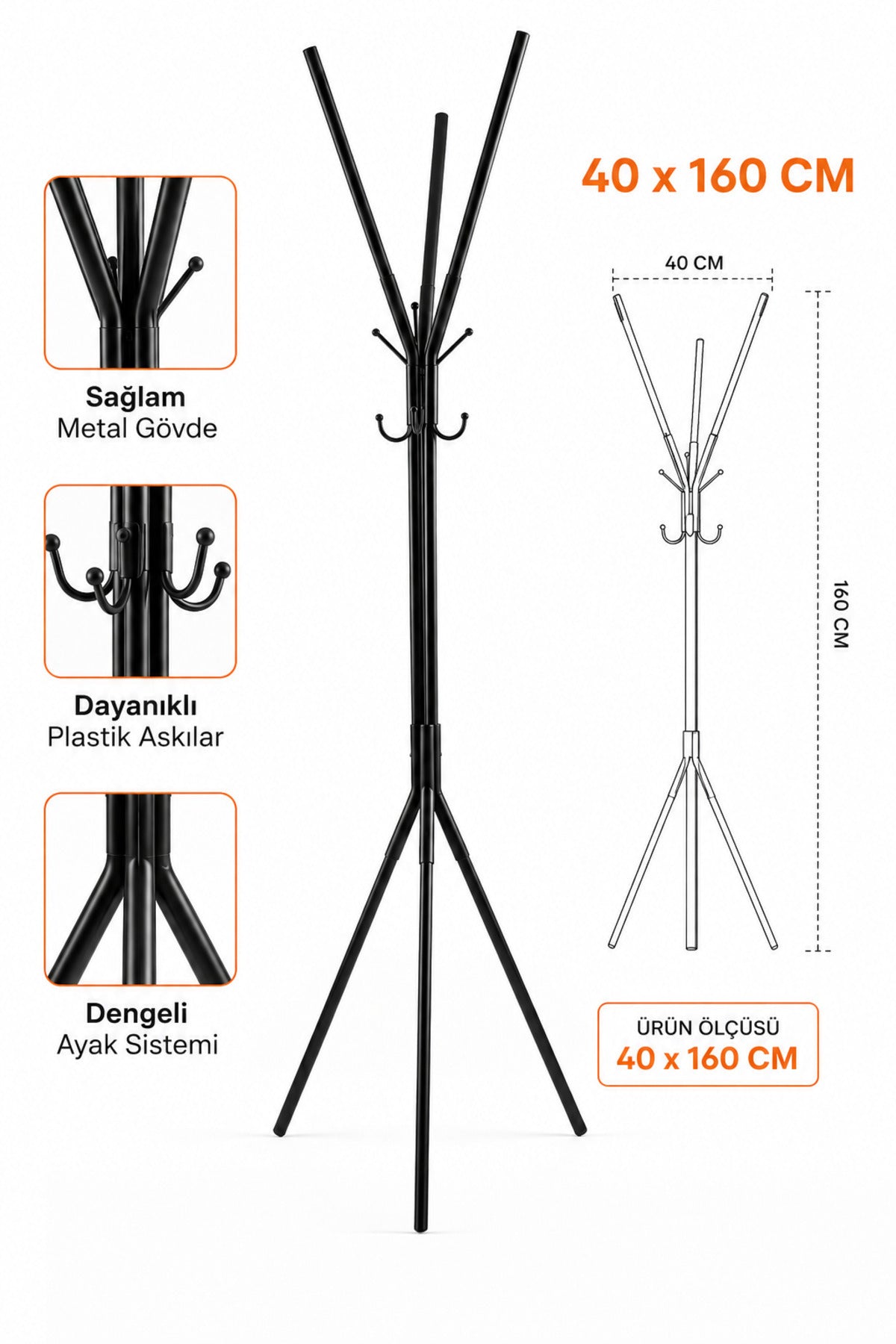 Modern Tripod Metal Coat Rack – 160 cm