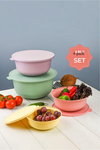 Pastel Colored Tupy Bowl with Lid Set of 4