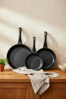 xBernardo Olimpos 3 Piece Cast Frying Pan Set Black 20-24-28 CM