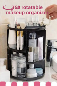 360 Degree Rotating Black Makeup Organizer