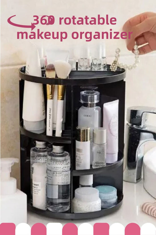 Organizator de machiaj rotativ 360 de grade, negru