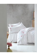 Set lenjerie de pat dublu din satin Husă pilotă: 200 X 220 Cm Cearșaf de pat: 240 X 260 Cm Față de pernă: 50 X 70 Cm (2 bucăți) Față de pernă Oxford: 50 X 70 Cm (2 bucăți) Perla - Alb