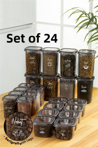 24-Piece Peggy Square Food and Spice Full Set with White Screen Printing Label 8x(1,2, 0,55, 0,45) Ant
