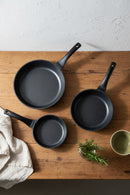 xBernardo Olimpos 3 Piece Cast Frying Pan Set Black 20-24-28 CM