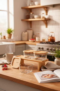 xBernardo Lunaya 3 Piece Bamboo Stand Breakfast Set Large