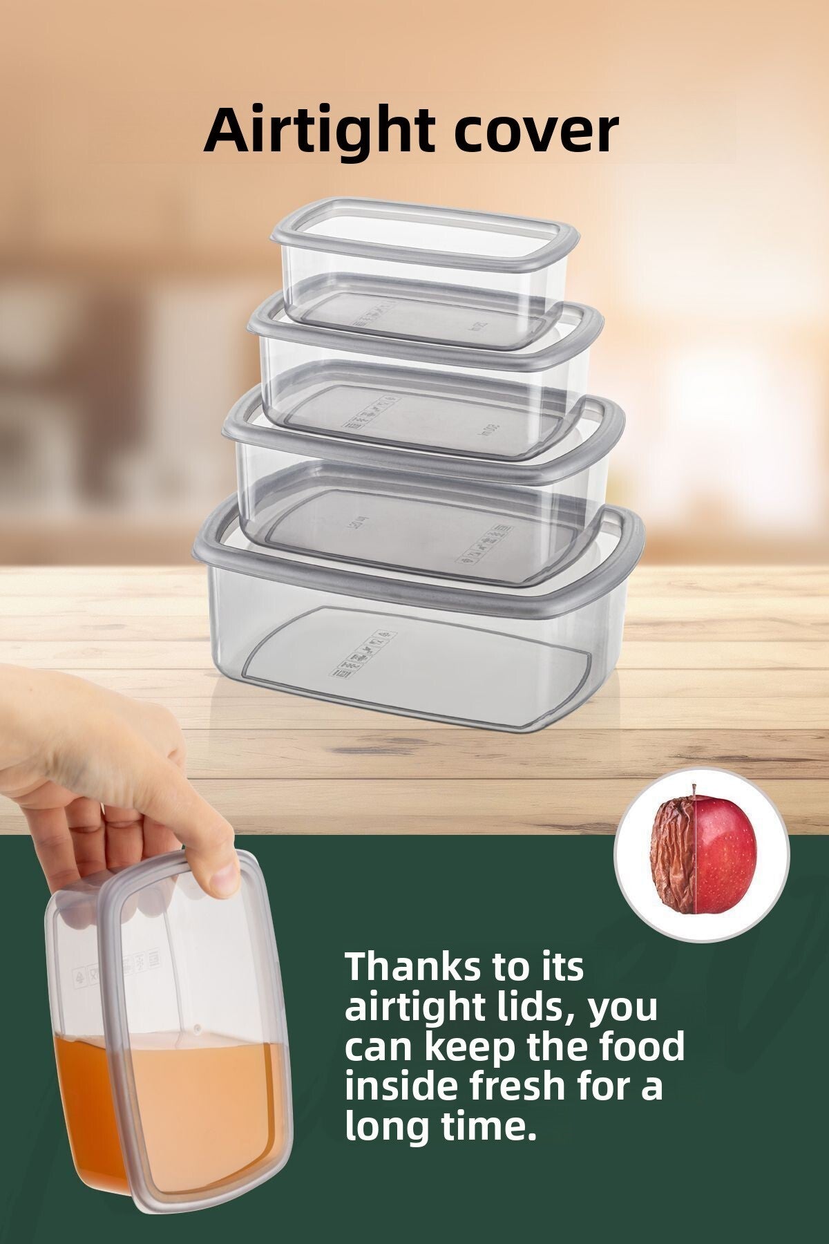 Set de 12 recipiente de depozitare etanșe Antracit 3X(250-500-750-1200 ml)