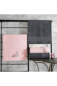 Towel Set (4 Pieces) Bath Towel: 90 X 150 Cm (2 Pieces) Hand Towel: 50 X 90 Cm (2 Pieces) Hamam SetÄ± Colorful - Anthracite, Pink