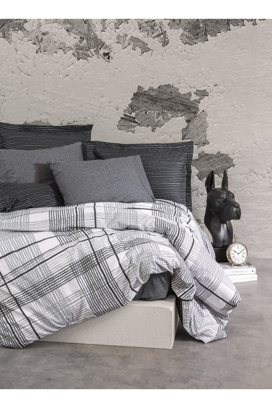 Ranforce Double Quilt Cover Set Quilt Cover: 200 X 220 Cm Flat Sheet: 240 X 260 Cm Pillowcase: 50 X 70 Cm (2 Pieces) Anthracite
