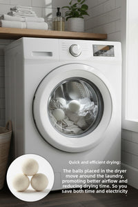 3-Pack Natural Wool Laundry Dryer Balls - Energy Saving and Softening Effect