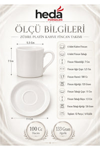 Zühre 12 Parça 6 Kişilik Porselen Kahve Fincan Takımı Kırık Beyaz