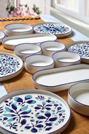 14 Piece Stackable Blue Ethnic Breakfast Set for 6 People - Luxury Breakfast Presentation Set Plate