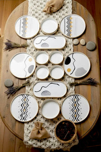 14 Piece 6-Person Axial Stackable Breakfast Set - Luxury Breakfast Presentation Set Plate