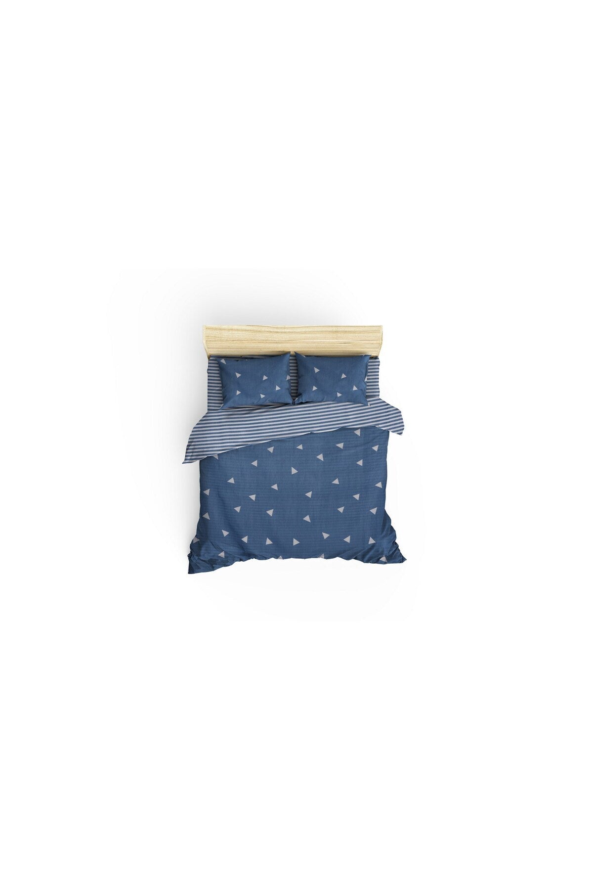 Double Quilt Cover Set Duvet Cover: 200 X 220 Cm Flat Sheet: 220 X 240 Cm Pillowcase: 50 X 70 Cm (2 Pieces) Üçgen - Blue