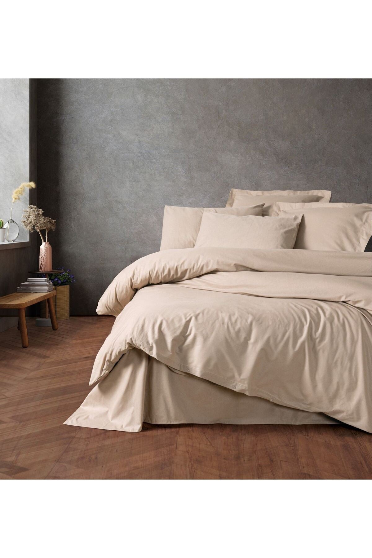 Ranforce Double Quilt Cover Set Quilt Cover: 200 X 220 Cm Flat Sheet: 240 X 260 Cm Pillowcase: 50 X 70 Cm (2 Pieces) Beige