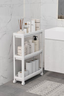 Rectangular 3-Tier Shelving Unit with Wheels - Bathroom Kitchen Organizer Organizer Shelf - Modern Shelf Unit
