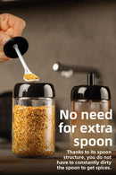 12-Piece Long Spice Set - Glass with Screen Printing Label and Spoon