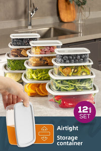 Set de 12 recipiente de depozitare etanșe, gri, 3X(250-500-750-1200 ml)