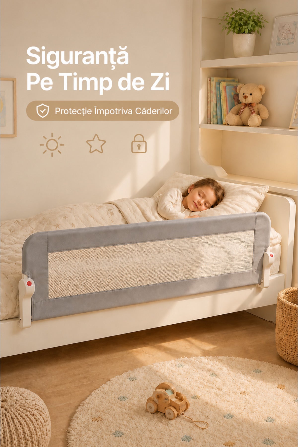 Baby Bed Rail Wooden 180 cm Grey