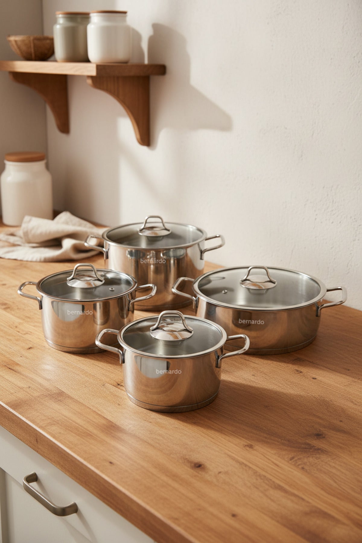 xBernardo Sonora 8 Piece Cylindrical Steel Pot Set