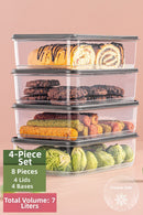 4-Piece 1.75 Liter Refrigerator Organizer Gray Microwave Safe