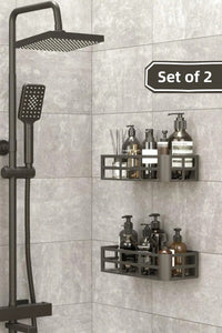 2-Piece Bathroom Organizer Set Shampoo Holder Soap Dish Rack Adhesive Shower Caddy Organizer