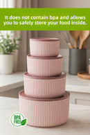 Set of 4 Round Storage Containers Pink |   2.5L 1.5L 0.80L 0.45L |   Microwave and Freezer Compatible