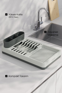 Dish Rack & Countertop Plate Holder â€“ 42x26 cm Multi-Compartment Modern Kitchen Organizer