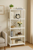 5-Tier Multi-Purpose Metal & Wood Cabinet White – Bookshelf, Kitchen, Stationery & Bathroom Shelf – 60 x 30 x 150 cm