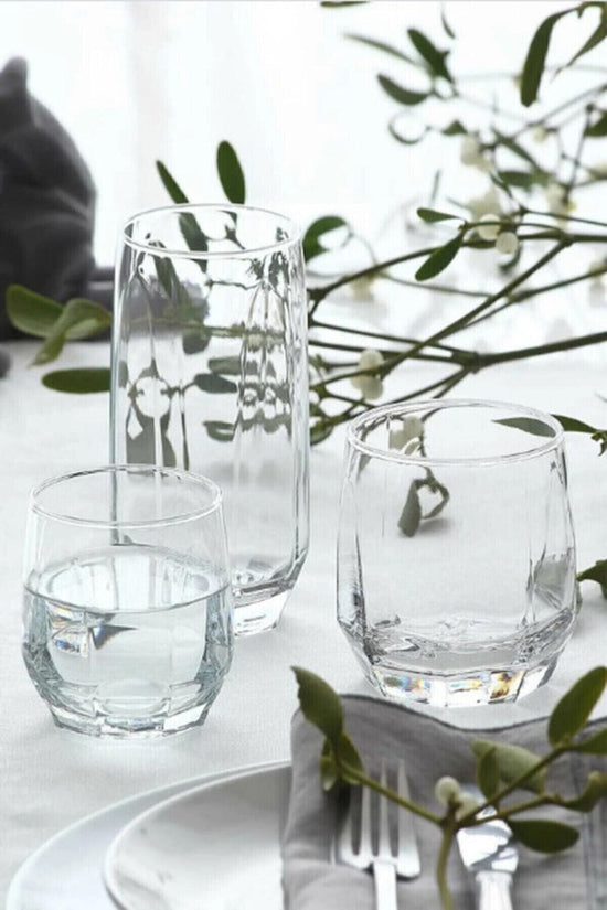 Glass Set (18 Pieces) 100% Glass Size: 6,5 X 6,5 X 8 Cm / 215 Ml (6 Pieces) Size: 7,3 X 7,3 X 9 Cm / 310 Ml (6 Pieces) Size: 6,2 X 6,2 X 14,2 Cm / 385 Ml (6 Pieces) Transparent