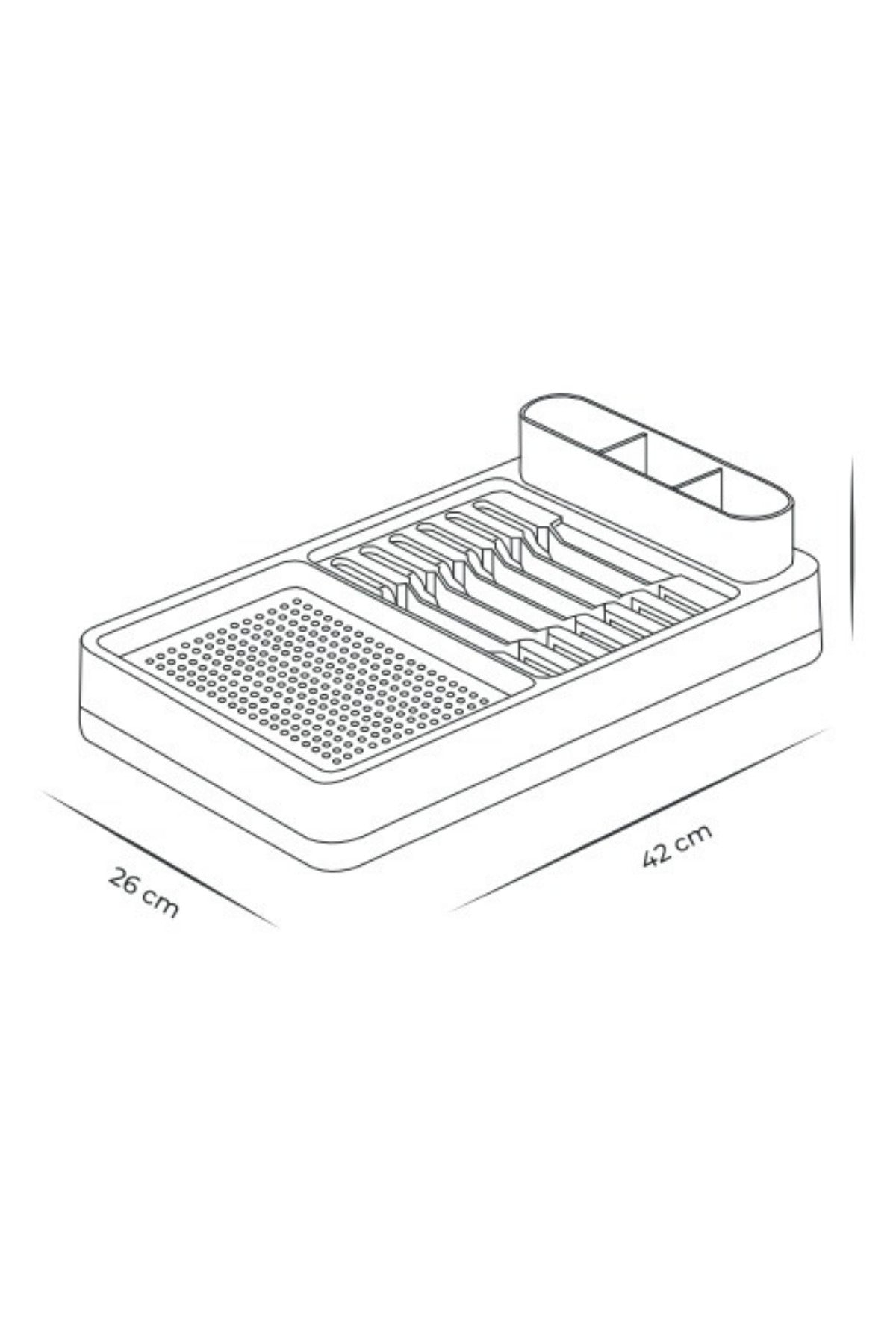 Dish Rack & Countertop Plate Holder – 42x26 cm Multi-Compartment Modern Kitchen Organizer