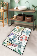 Covor de baie cu fund antiderapant Dimensiune: 70 x 120 cm (1 bucată) Verde cu flori