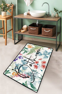 Covor de baie cu fund antiderapant Dimensiune: 70 x 120 cm (1 bucată) Verde cu flori