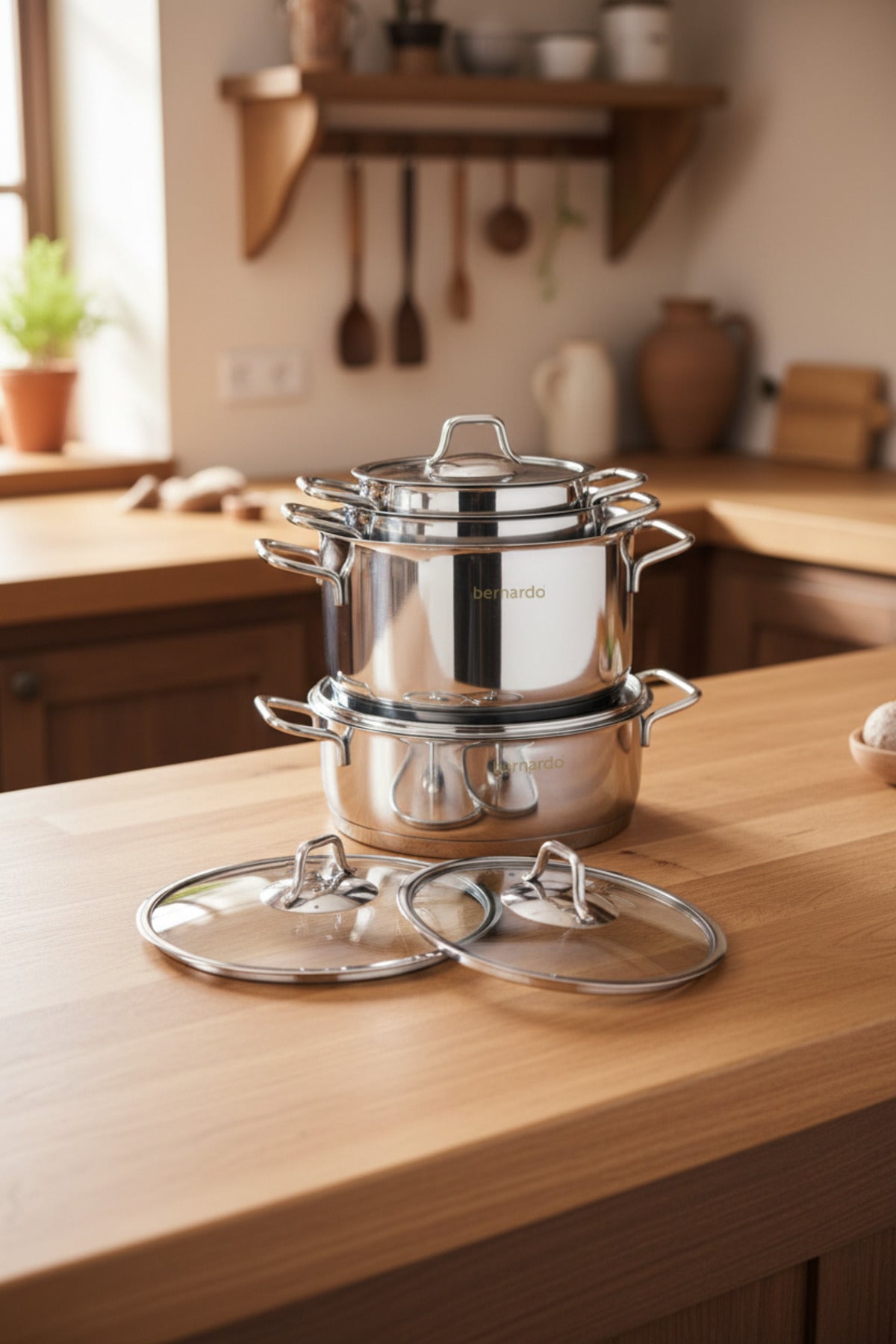 xBernardo Sonora 8 Piece Cylindrical Steel Pot Set