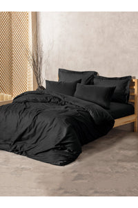 Ranforce Double Quilt Cover Set Quilt Cover: 200 X 220 Cm Flat Sheet: 240 X 260 Cm Pillowcase: 50 X 70 Cm (2 Pieces) Black
