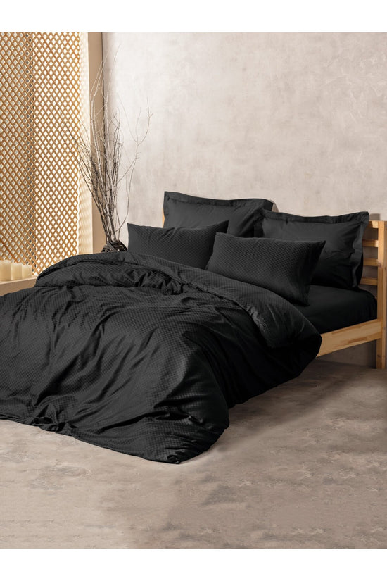 Ranforce Double Quilt Cover Set Quilt Cover: 200 X 220 Cm Flat Sheet: 240 X 260 Cm Pillowcase: 50 X 70 Cm (2 Pieces) Black