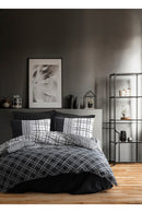 Ranforce Double Quilt Cover Set Quilt Cover: 200 X 220 Cm Flat Sheet: 240 X 260 Cm Pillowcase: 50 X 70 Cm (2 Pieces) Carlos - Black