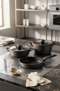 xBernardo Arista 5 Piece Ceramic Cast Pot Set Black