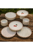 Set de mic dejun din 11 piese cu motiv cireșe pentru 6 persoane - Platou de prezentare mic dejun cu motiv cireșe