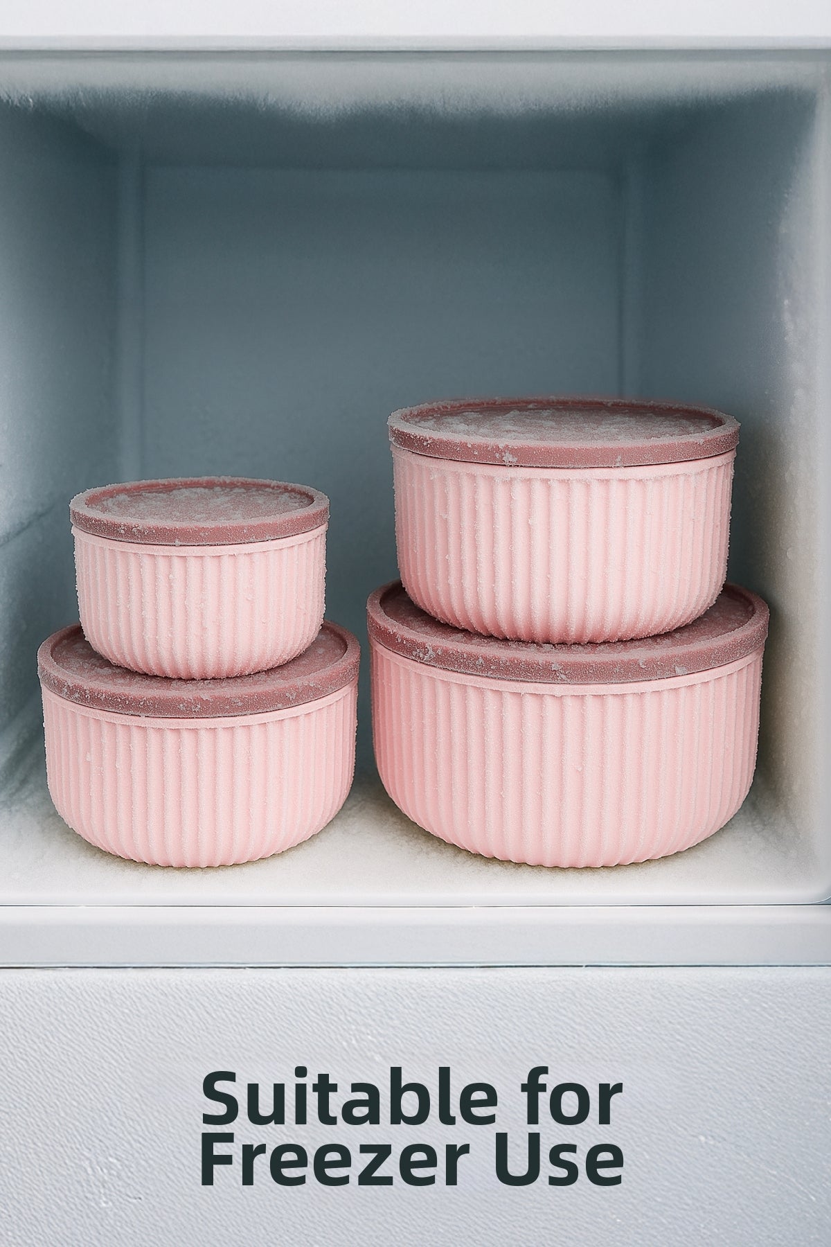 Set of 4 Round Storage Containers Pink |   2.5L 1.5L 0.80L 0.45L |   Microwave and Freezer Compatible