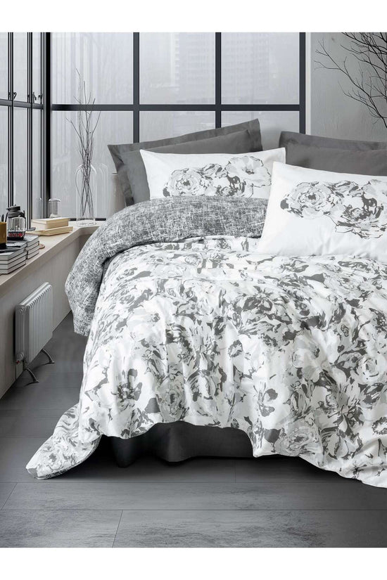 Ranforce Double Quilt Cover Set Quilt Cover: 200 X 220 Cm Flat Sheet: 240 X 260 Cm Pillowcase: 50 X 70 Cm (2 Pieces) Florva - Anthracite