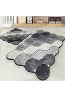 Set covorașe de baie (2 piese) Parte inferioară antiderapantă Dimensiuni: 60 x 100 cm (1 bucată) Dimensiuni: 50 x 60 cm (1 bucată) Cerc - Gri