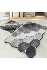 Set covorașe de baie (2 piese) Parte inferioară antiderapantă Dimensiuni: 60 x 100 cm (1 bucată) Dimensiuni: 50 x 60 cm (1 bucată) Cerc - Gri