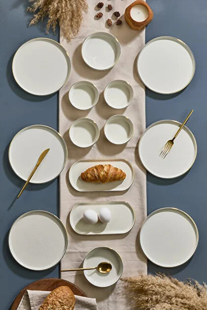 14-Piece Gold Gilded Breakfast Set for 6 People – Caotic Gold Luxury Serving Plate Set